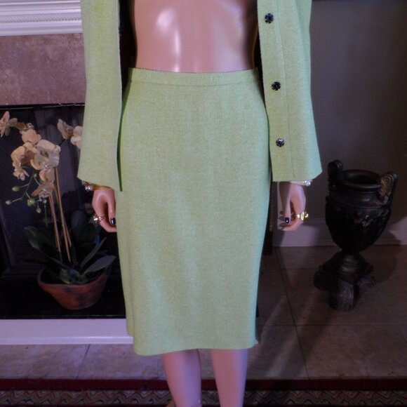 Dolce&Gabbana Light Green Tweed Textured 100% Silk Skirt Suit Size IT 46 - US 10 - Picture 10 of 16